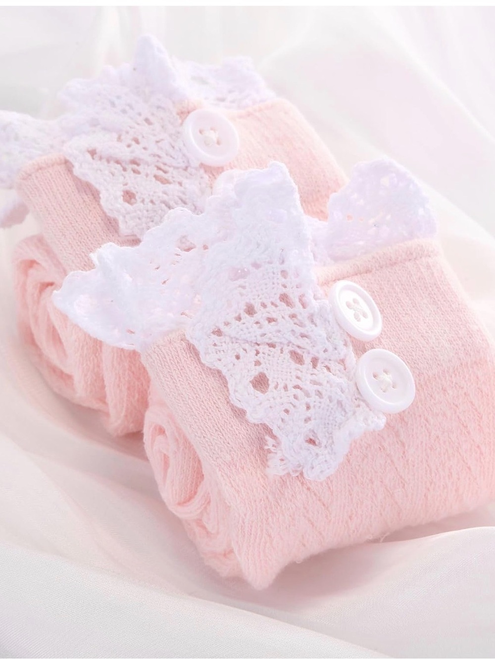 Soft Pink Lace-Trim Women's Socks